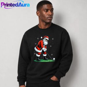 Funny Santa Golfer Christmas T-Shirt 2