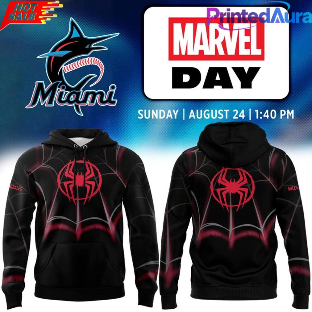 Miami Marlins Marvel Night Spider-Man Miles Morales Hoodie Miami Marlins Marvel Night Spider-Man Miles Morales Hoodie