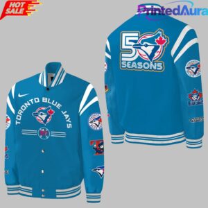 Toronto Blue Jays 50th Anniversary Special Bomber Jacket 1