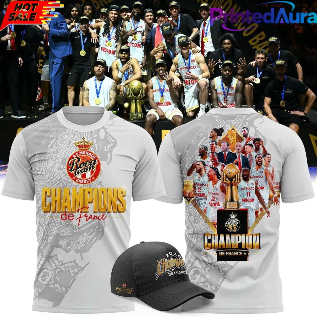 AS Monaco Basket 2026 Betclic Élite Champions Two-Sided Graphic T-Shirt AS Monaco Basket 2026 Betclic Élite Champions Two-Sided Graphic T-Shirt