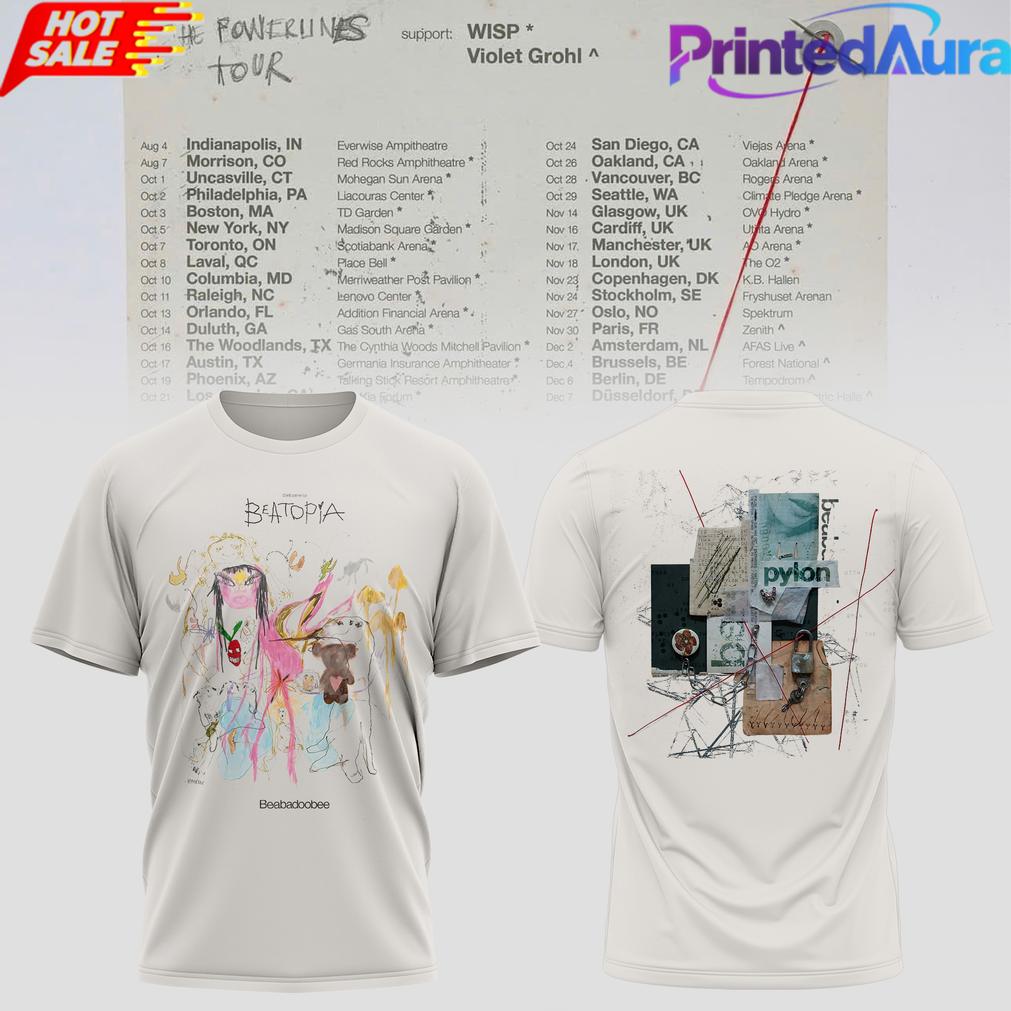 Beabadoobee The Powerlines Tour Beatopia Art Tshirt Beabadoobee The Powerlines Tour Beatopia Art Tshirt