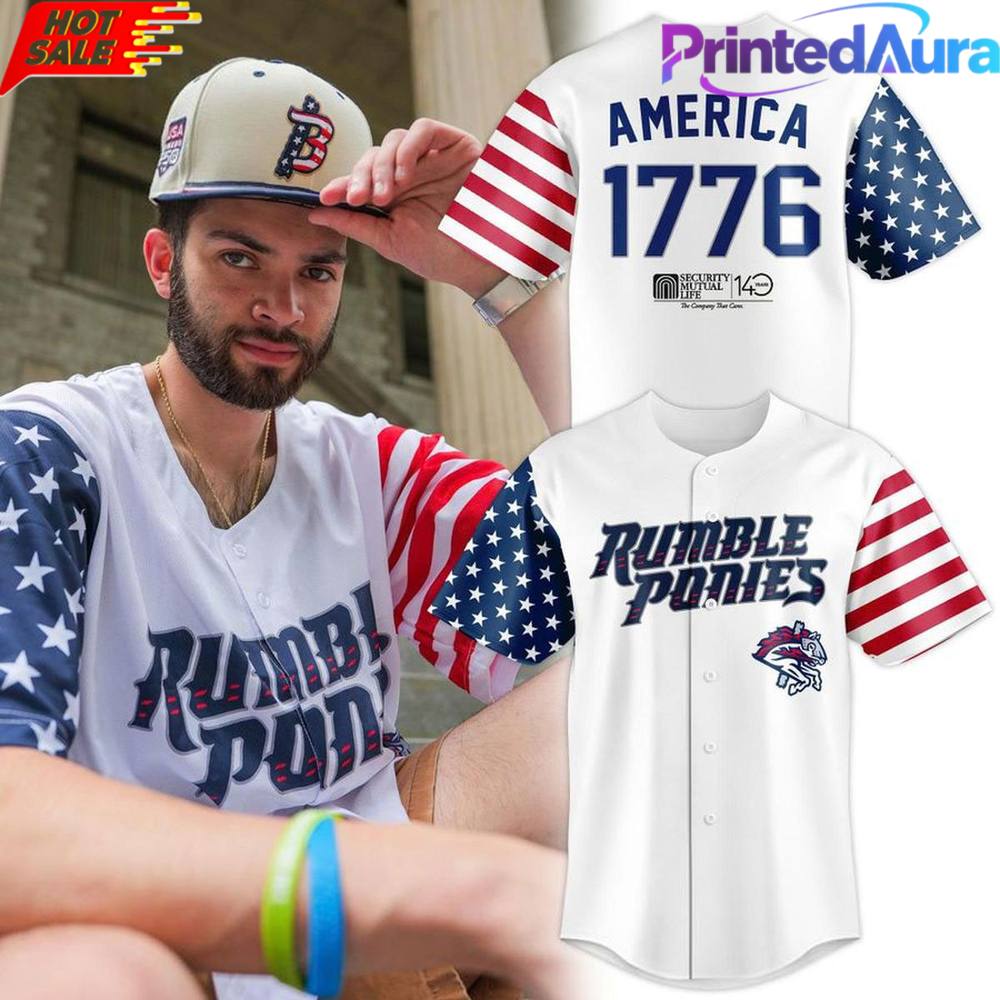 Binghamton Rumble Ponies x 250America Independence Day Baseball Jersey Binghamton Rumble Ponies x 250America Independence Day Baseball Jersey