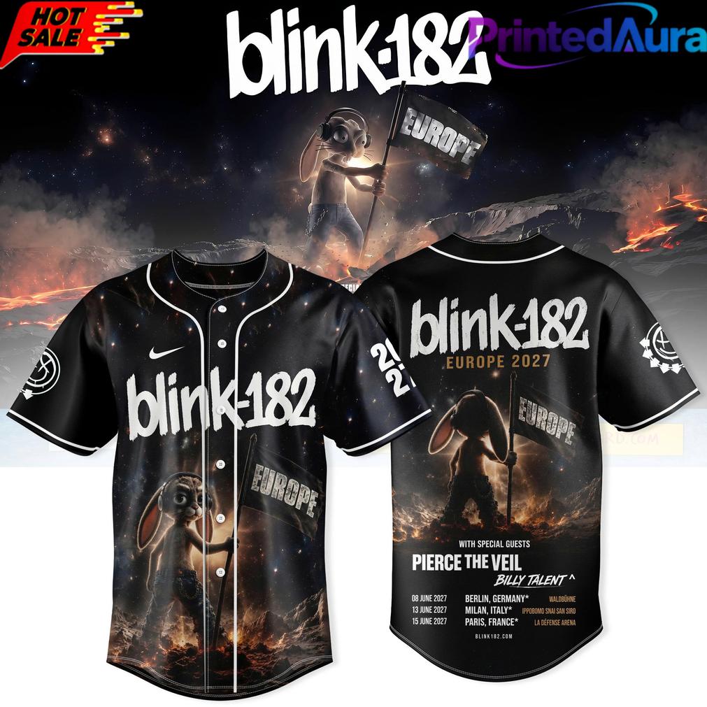 Blink 182 Never Grew Up Baseball Jersey Europe Tour Edition Blink 182 Never Grew Up Baseball Jersey Europe Tour Edition