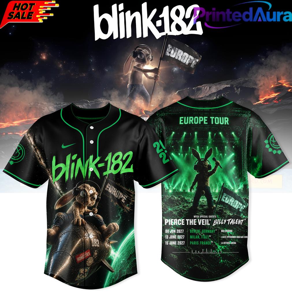 Blink 182 Never Grew Up Baseball Jersey Europe Tour Edition Blink 182 Never Grew Up Baseball Jersey Europe Tour Edition