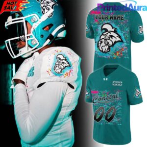 Coastal Carolina Chanticleers Worn Airbrush Custom Football Jersey Green