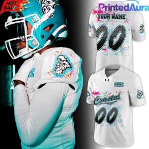 Coastal Carolina Chanticleers Worn Airbrush Custom Football Jersey White