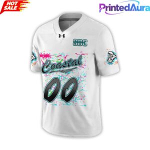 Coastal Carolina Chanticleers Worn Airbrush Custom Football Jersey White 1