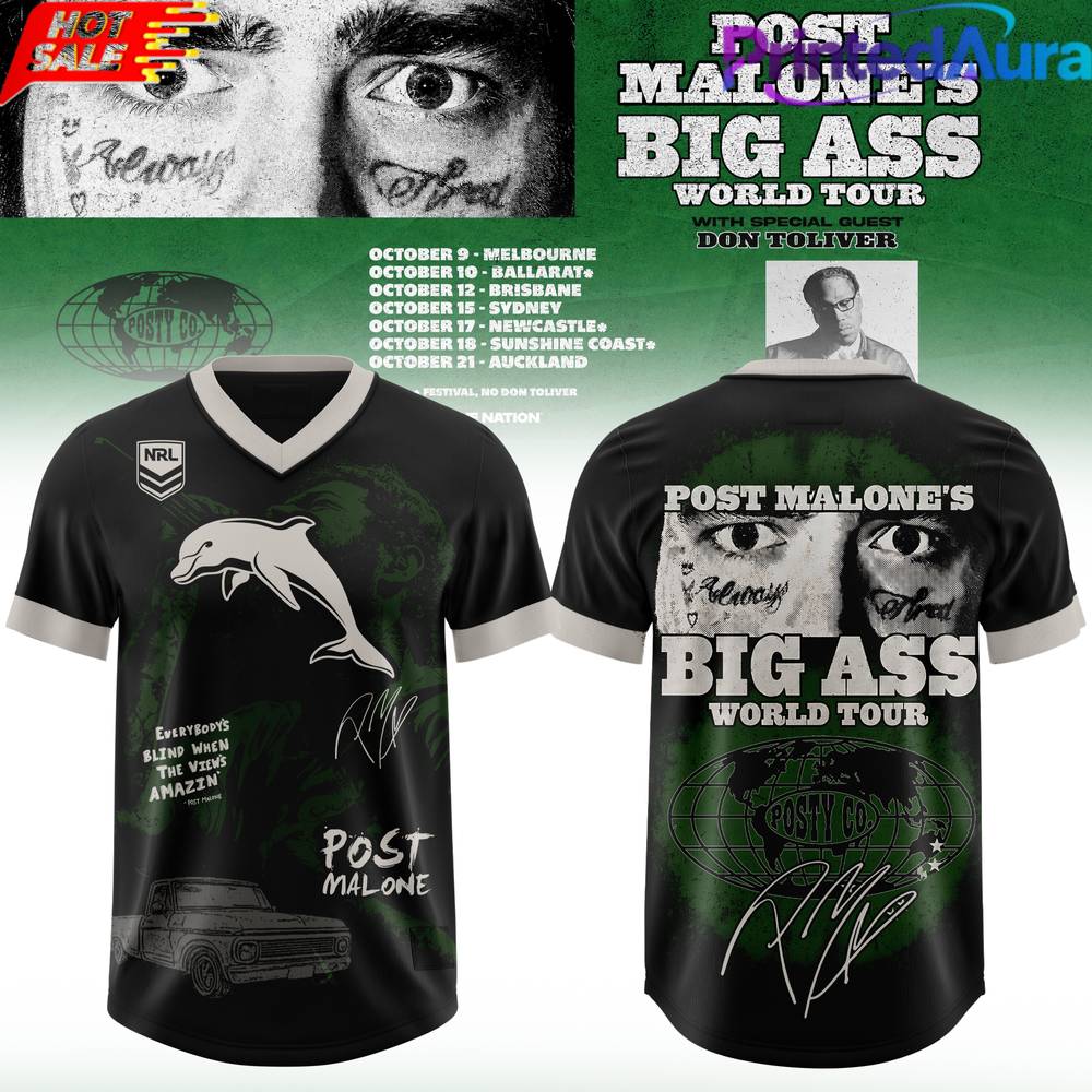 Dolphins x Post Malone Big Ass World Tour 2026 Football Jersey Dolphins x Post Malone Big Ass World Tour 2026 Football Jersey
