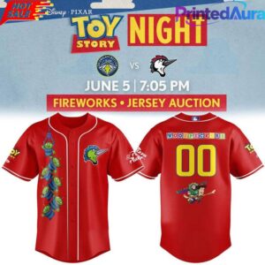 Fayetteville Woodpeckers x Toy Story Night 2026 Custom Red Jersey