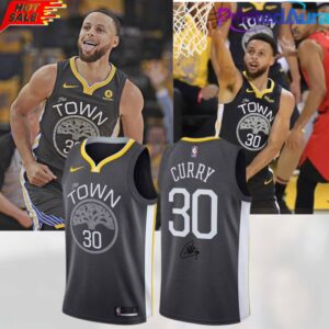 Golden State Warriors Stephen Curry Signature Grey Basketball Jersey