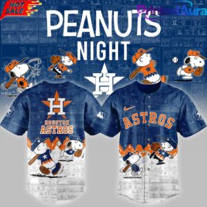 Houston Astros 75th Anniversary of Peanuts Baseball Jersey 1 Houston Astros 75th Anniversary of Peanuts Baseball Jersey 1