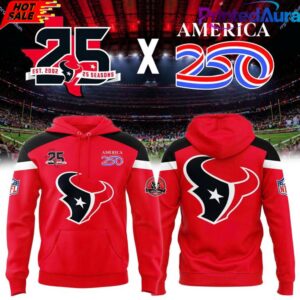 Houston Texans 25 Seasons x America 250 Red Two-Sided Graphic Hoodie