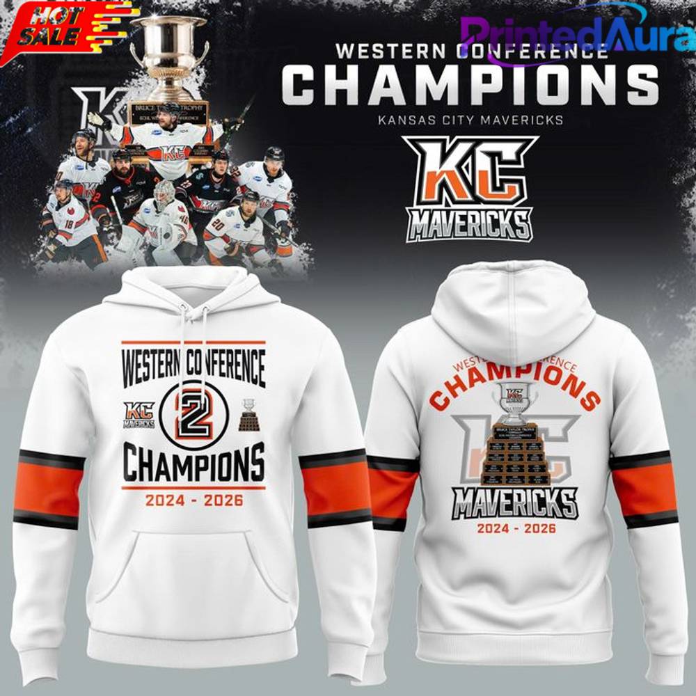 Kansas City Mavericks 2026 ECHL Western Conference Champions Hoodie Kansas City Mavericks 2026 ECHL Western Conference Champions Hoodie