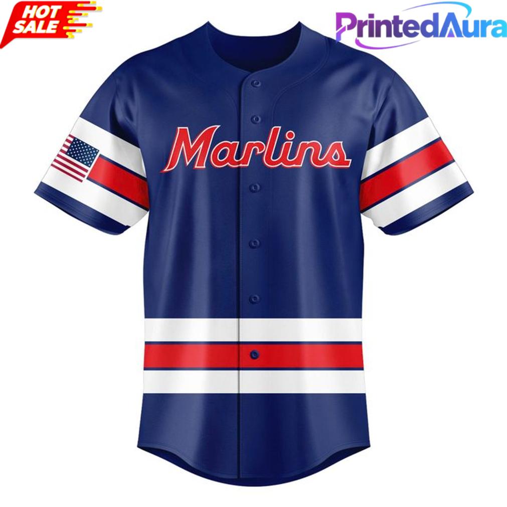 Miami Marlins 250th USA Celebration Baseball Jersey Miami Marlins 250th USA Celebration Baseball Jersey