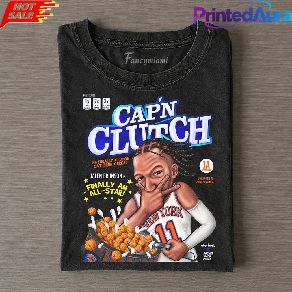 New York Knicks Jalen Brunson 2026 NBA Finals Capn Clutch Tee New York Knicks Jalen Brunson 2026 NBA Finals Capn Clutch Tee