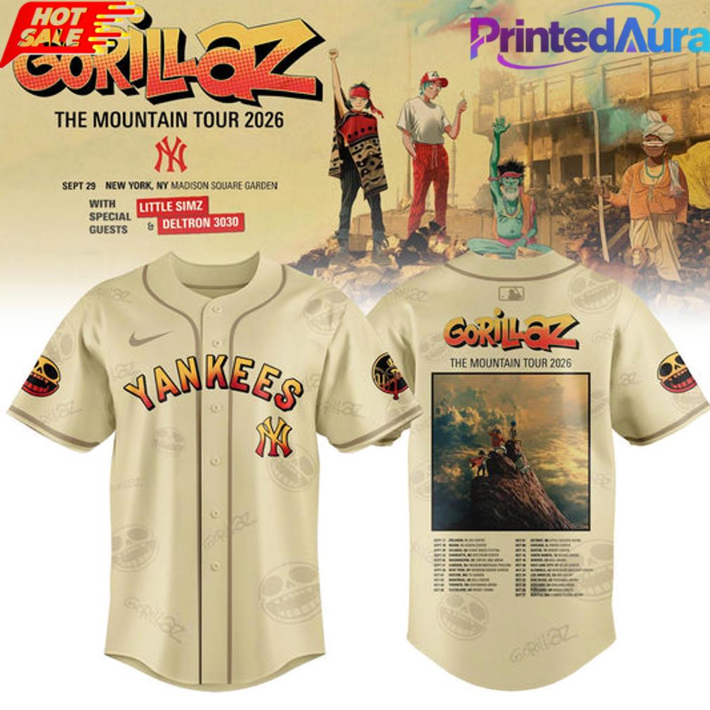New York Yankees x Gorillaz The Mountain Tour 2026 Limited Edition Baseball Jersey New York Yankees x Gorillaz The Mountain Tour 2026 Limited Edition Baseball Jersey