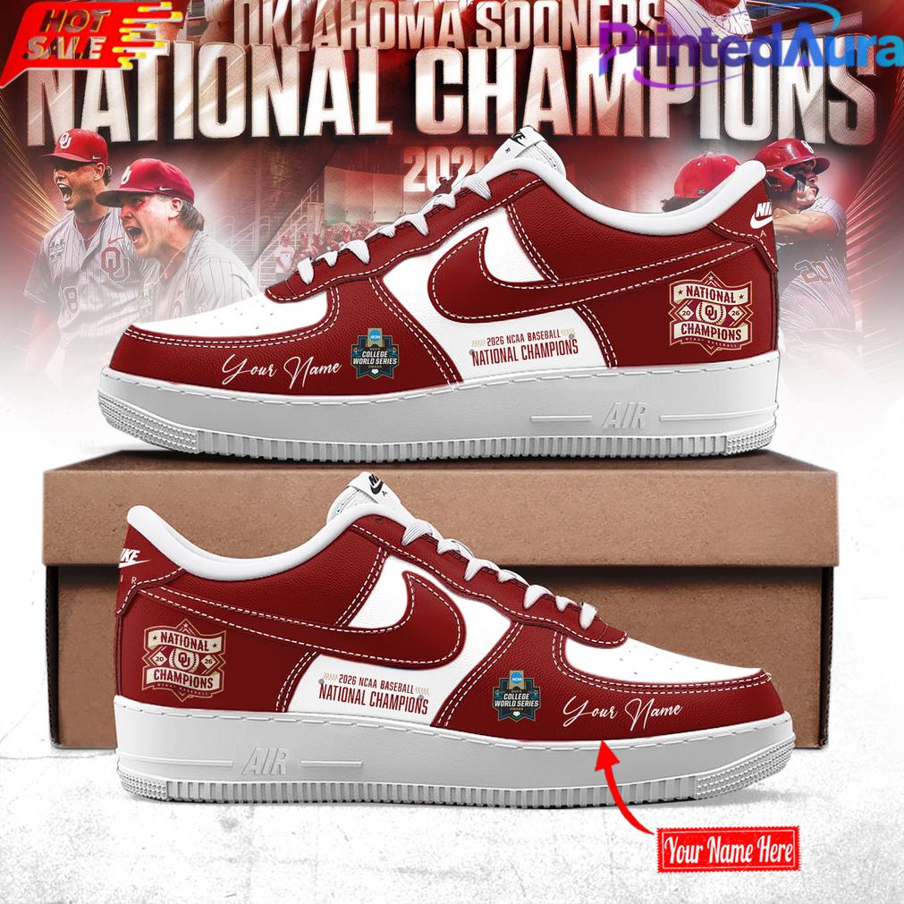 Oklahoma Baseball 2026 National Champions AF1 Sneakers Oklahoma Baseball 2026 National Champions AF1 Sneakers