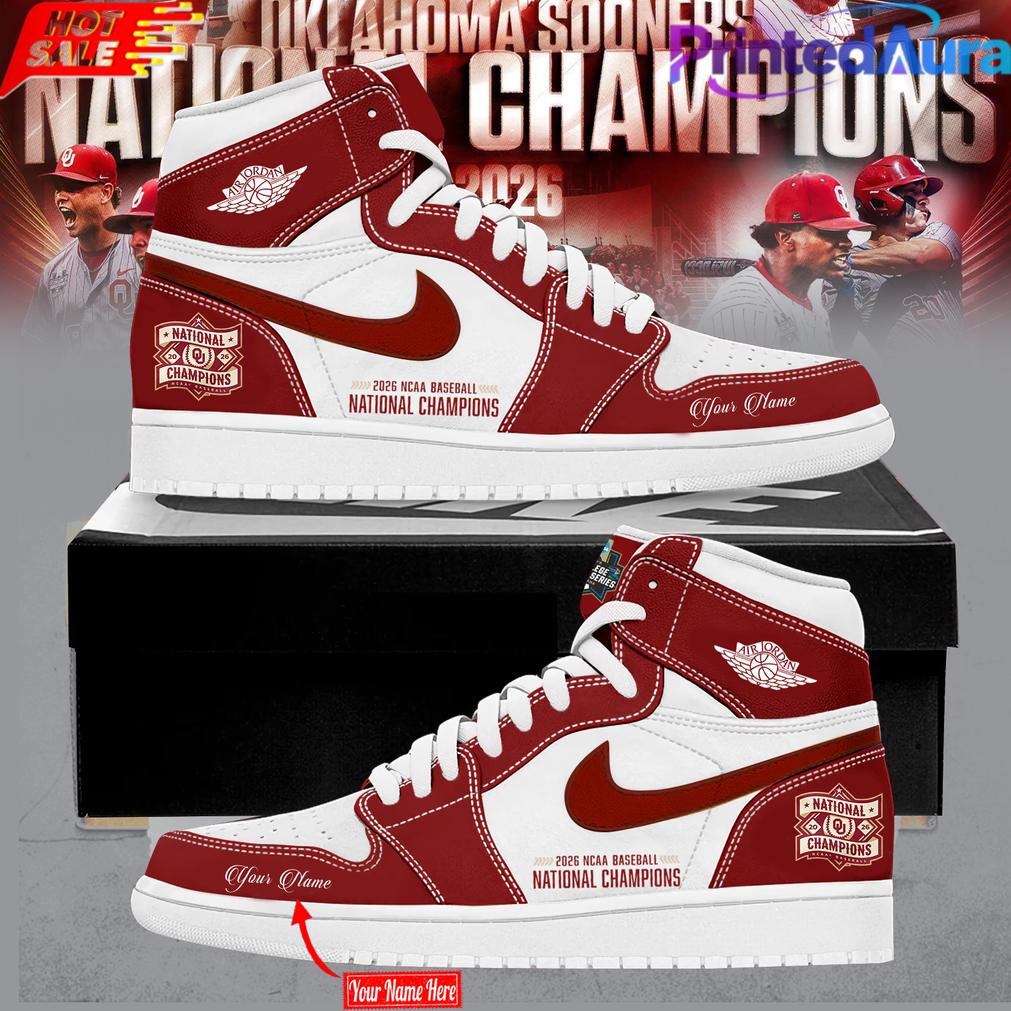 Oklahoma Baseball 2026 National Champions AJ1 Sneakers Oklahoma Baseball 2026 National Champions AJ1 Sneakers