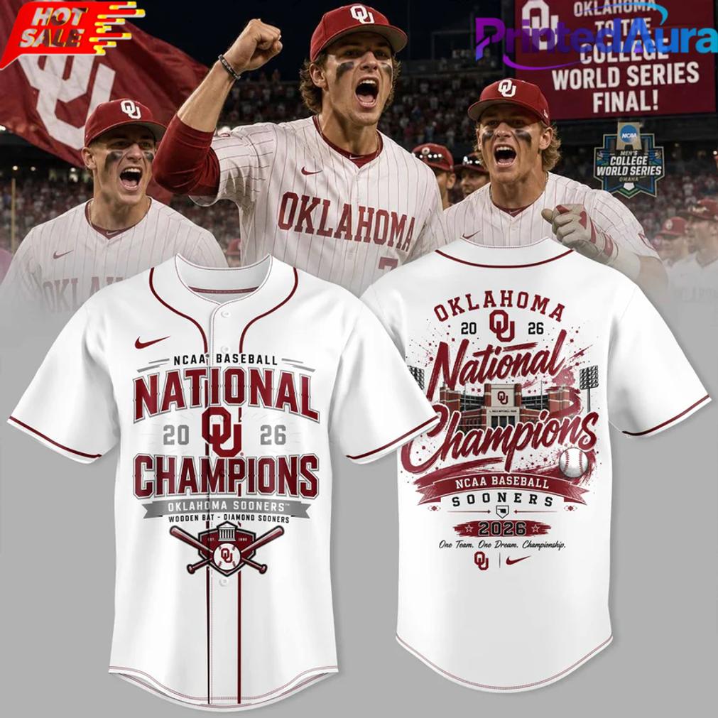 Oklahoma Baseball 2026 National Champions Baseball Jersey Oklahoma Baseball 2026 National Champions Baseball Jersey