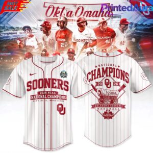 Oklahoma Baseball 2026 National Champions White Stripe Baseball Jersey