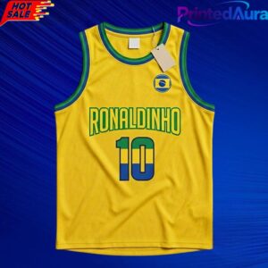 Ronaldinho #10 Brazil Yellow Basketball Jersey 1 Ronaldinho #10 Brazil Yellow Basketball Jersey 1