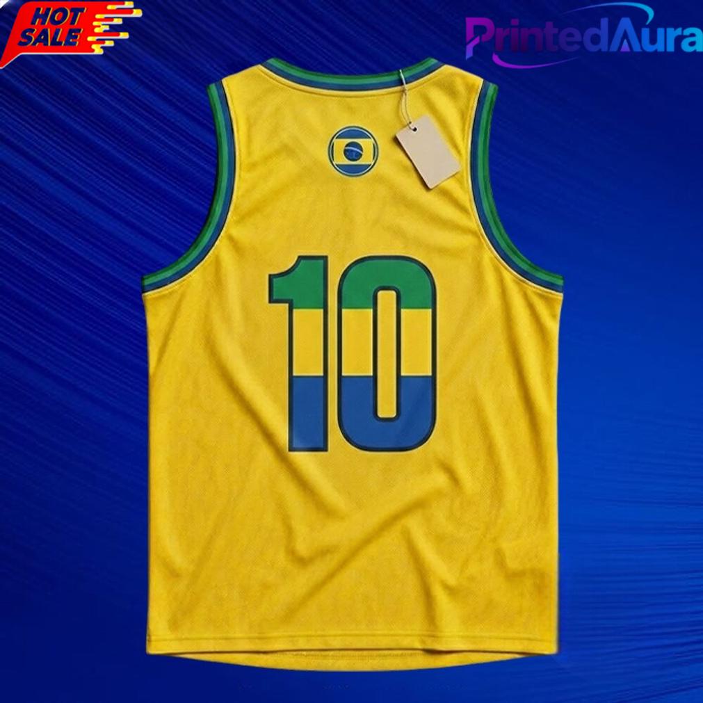 Ronaldinho #10 Brazil Yellow Basketball Jersey Ronaldinho #10 Brazil Yellow Basketball Jersey