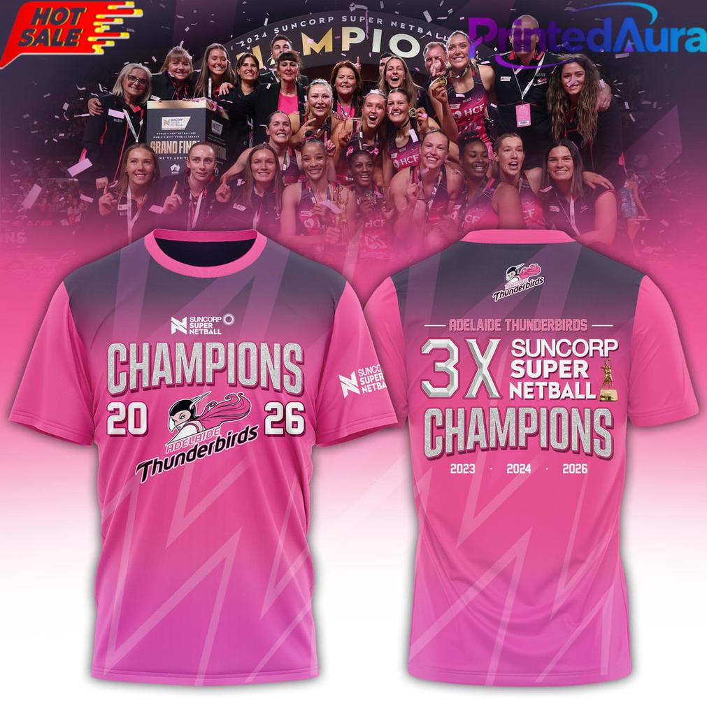 Adelaide Thunderbirds Champions Women’s 2026 Edition T-Shirt Adelaide Thunderbirds Champions Women’s 2026 Edition T-Shirt