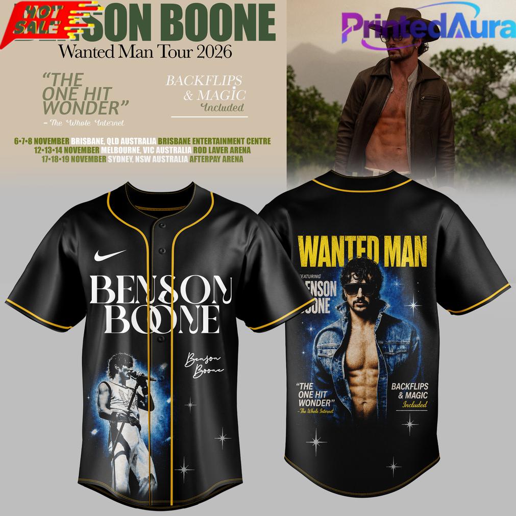 BENSON BOONE WANTED MAN TOUR 2026 BASEBALL JERSEY BENSON BOONE WANTED MAN TOUR 2026 BASEBALL JERSEY