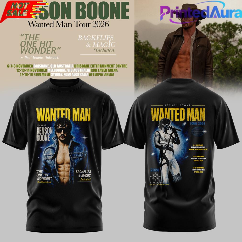 BENSON BOONE WANTED MAN TOUR 2026 T-SHIRT BENSON BOONE WANTED MAN TOUR 2026 T-SHIRT