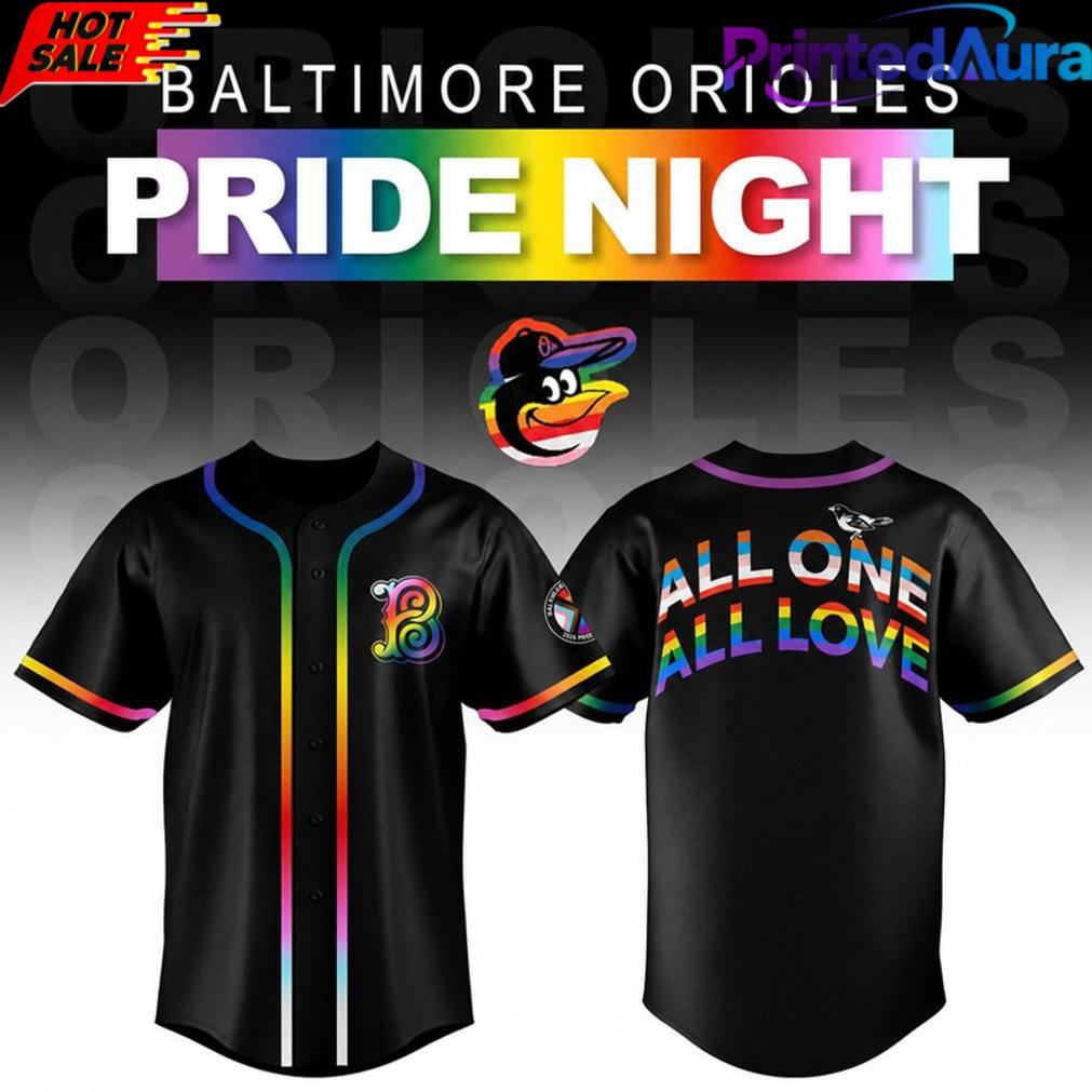 Baltimore Orioles Pride Night All One All Love Rainbow Black Baseball Jersey Baltimore Orioles Pride Night All One All Love Rainbow Black Baseball Jersey