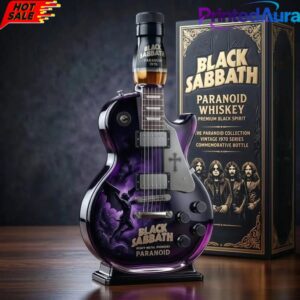 Black Sabbaths Paranoid Guitar-shaped Whiskey Bottle