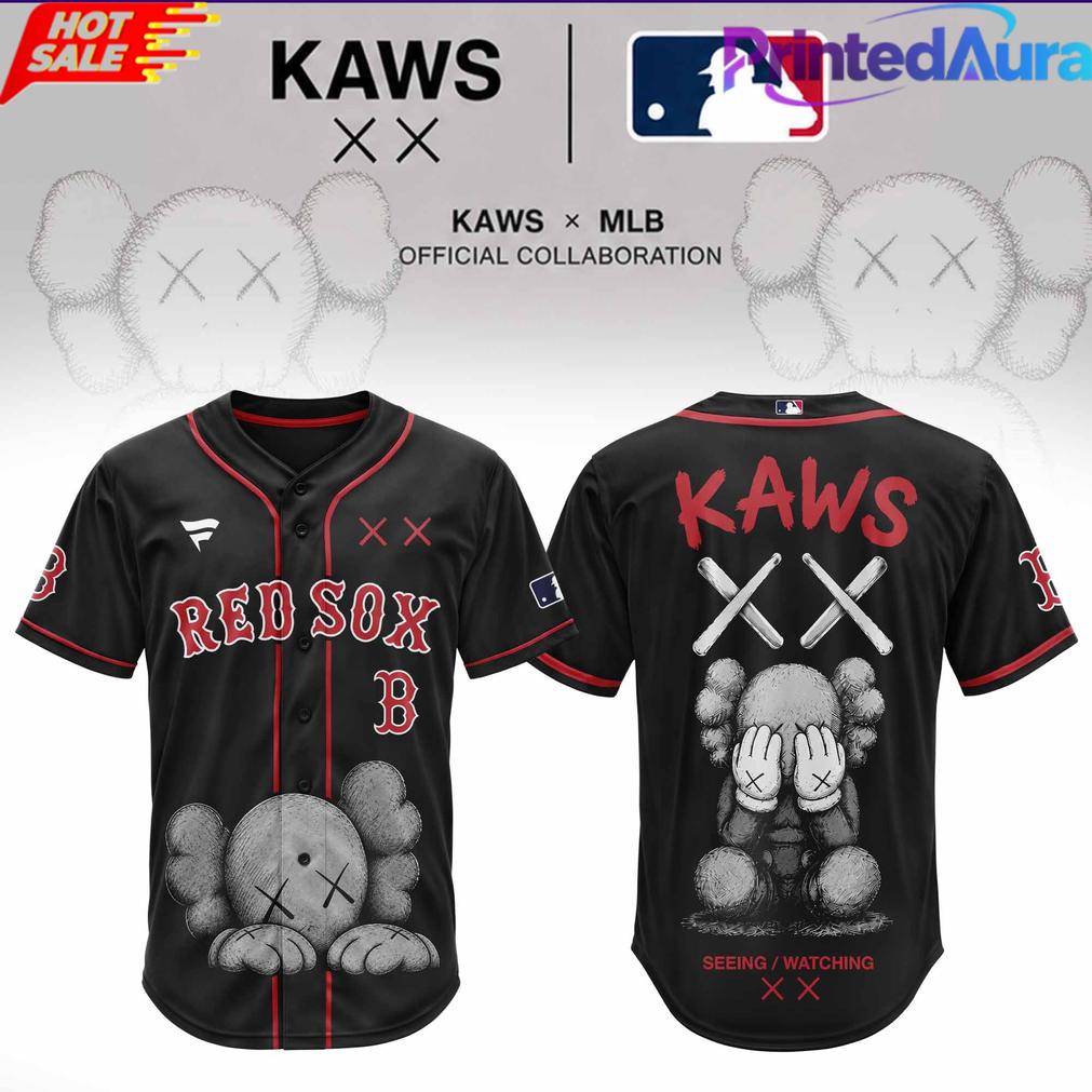 Boston Red Sox x KAWS Blackout Baseball Jersey Boston Red Sox x KAWS Blackout Baseball Jersey