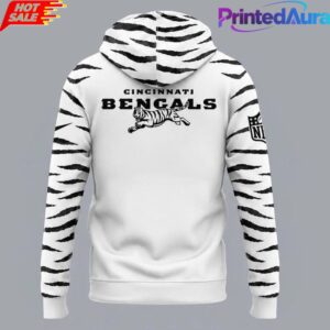 Cincinnati Bengals White Bengal Football Fan White Pullover Hoodie 2