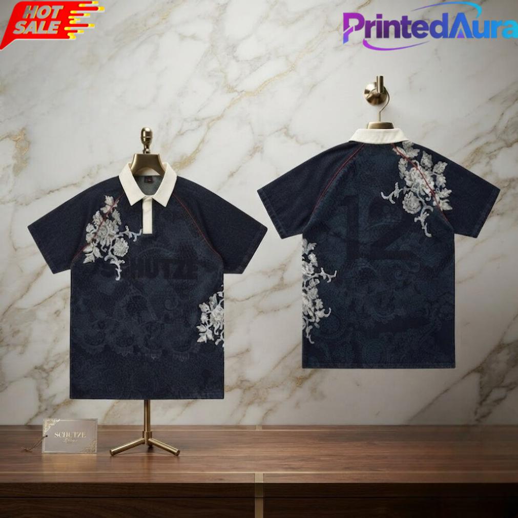 Derschutze Floral World Cup Denim Navy Cool Polo Shirt Derschutze Floral World Cup Denim Navy Cool Polo Shirt