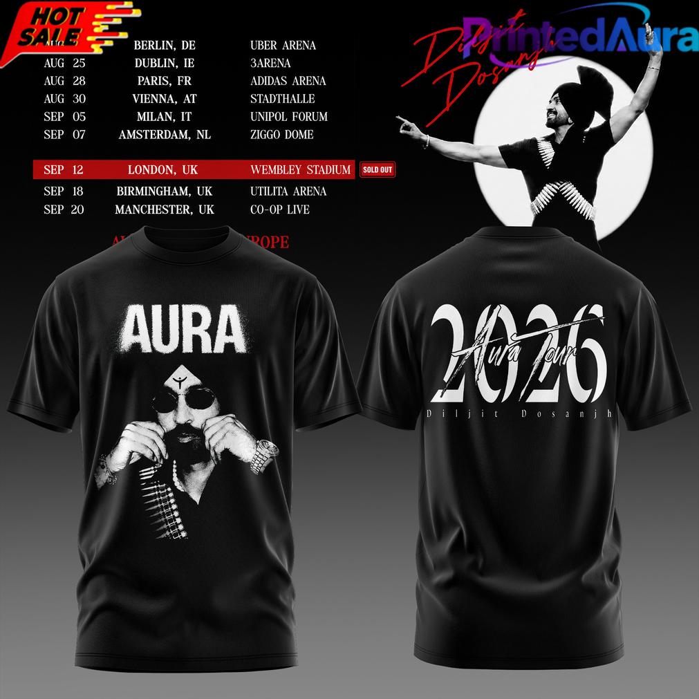 Diljit Dosanjh’s Aura World Tour 2026 Black Edition Tee Diljit Dosanjh’s Aura World Tour 2026 Black Edition Tee