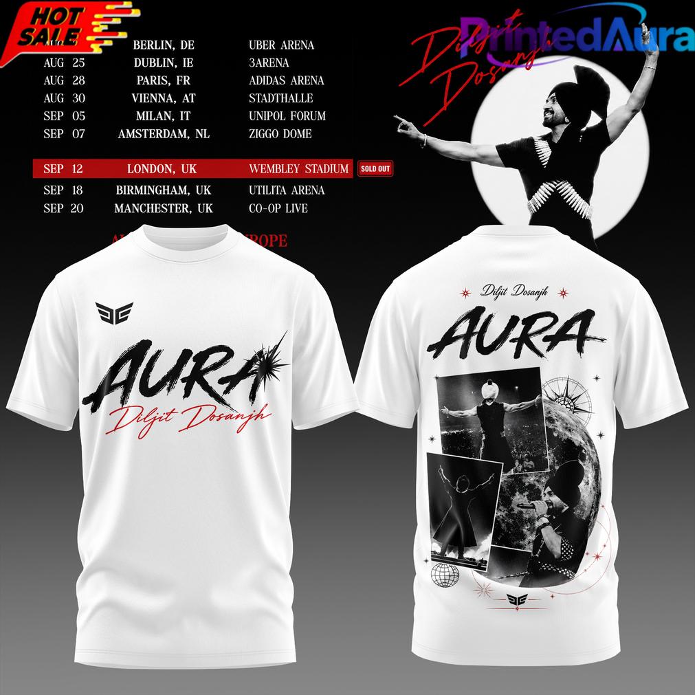 Diljit Dosanjh’s Aura World Tour 2026 White Edition Tee Diljit Dosanjh’s Aura World Tour 2026 White Edition Tee
