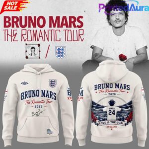 England Football x Bruno Mars The Romantic Tour 2026 Limited Hoodie