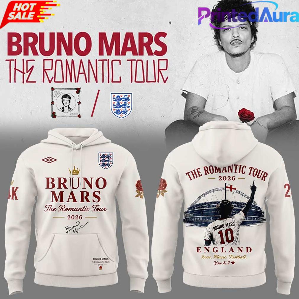 England Football x Bruno Mars The Romantic Tour 2026 Limited Hoodie England Football x Bruno Mars The Romantic Tour 2026 Limited Hoodie