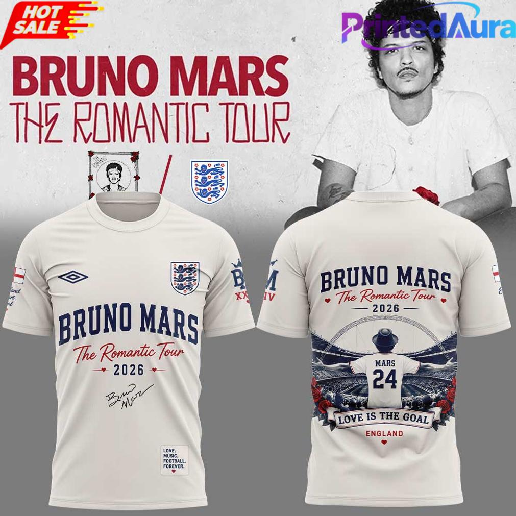 England Football x Bruno Mars The Romantic Tour 2026 Limited T-Shirt England Football x Bruno Mars The Romantic Tour 2026 Limited T-Shirt