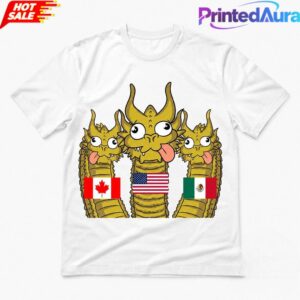 Funny Three Headed Derpy Dragon 2026 World Cup North America Meme Tee 1 Funny Three Headed Derpy Dragon 2026 World Cup North America Meme Tee 1
