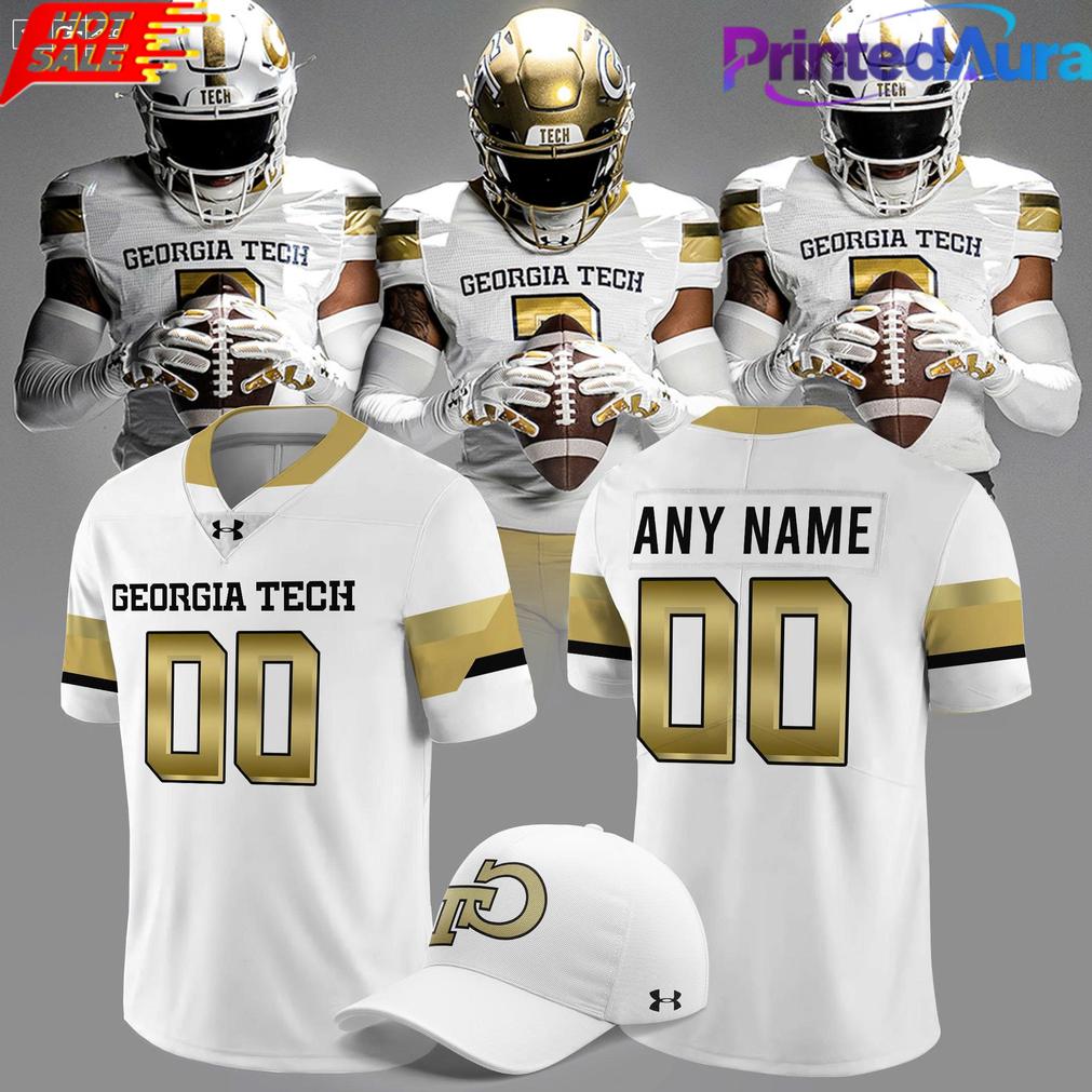 Georgia Tech Yellow Jackets 2026 New Old Gold Football Jersey – White Georgia Tech Yellow Jackets 2026 New Old Gold Football Jersey – White