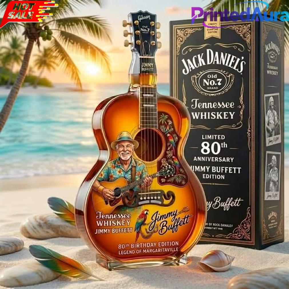 Jimmy Buffett 80th Anniversary Guitar-shaped Whiskey Bottle Jimmy Buffett 80th Anniversary Guitar-shaped Whiskey Bottle