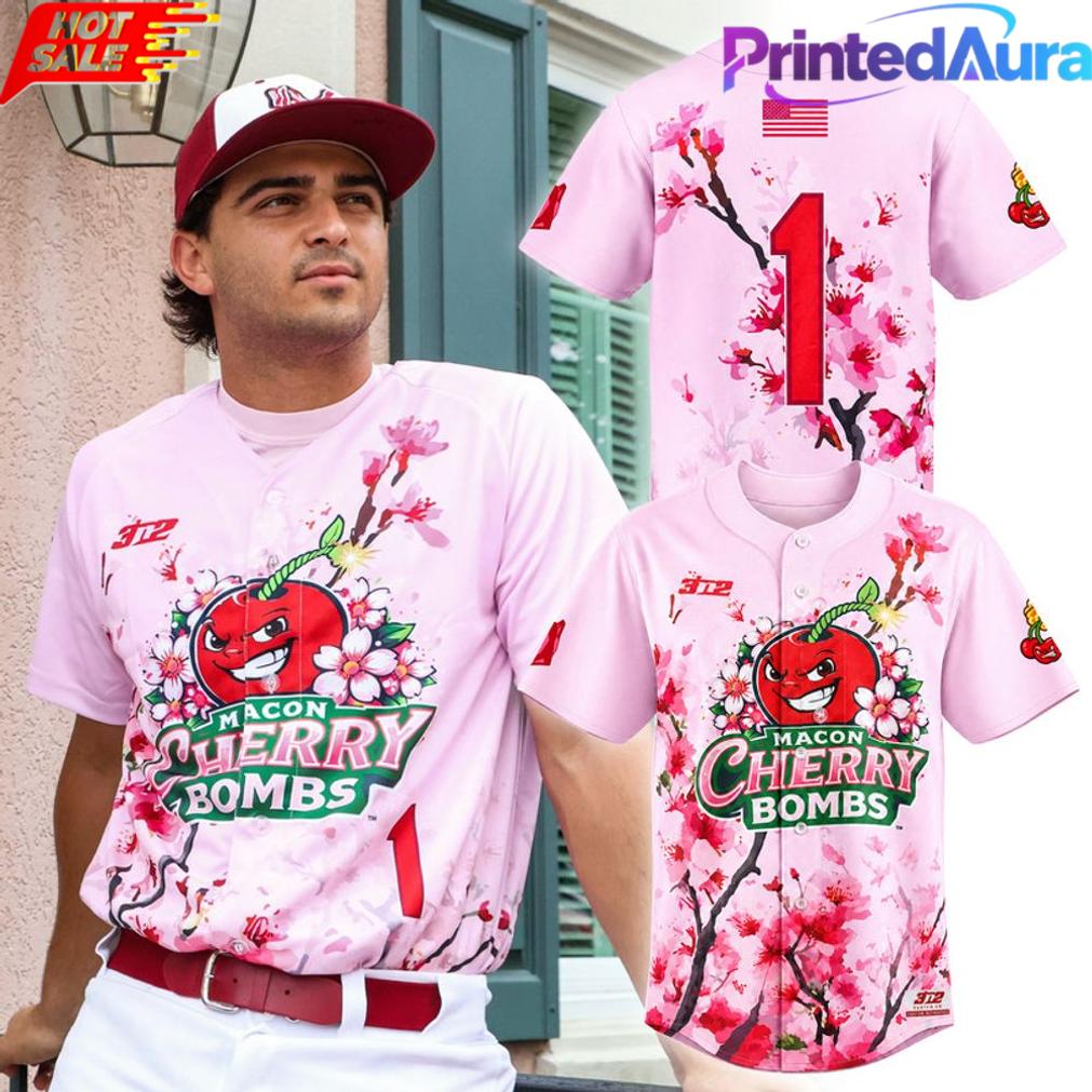 Macon Bacon x Cherry Bombs 2026 Limited Edition Baseball Jersey Macon Bacon x Cherry Bombs 2026 Limited Edition Baseball Jersey