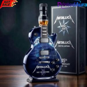 Metallica 45th Anniversary Guitar “Ride the Lightning” era Whiskey Bottle