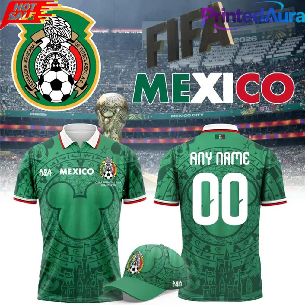 Mexico FIFA World Cup 2026 Disney Mickey Inspired Custom Polo Shirt Mexico FIFA World Cup 2026 Disney Mickey Inspired Custom Polo Shirt