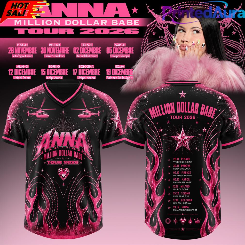 ANNA Million Dollar Babe Tour 2026 White Black Flame Football Jersey ANNA Million Dollar Babe Tour 2026 White Black Flame Football Jersey