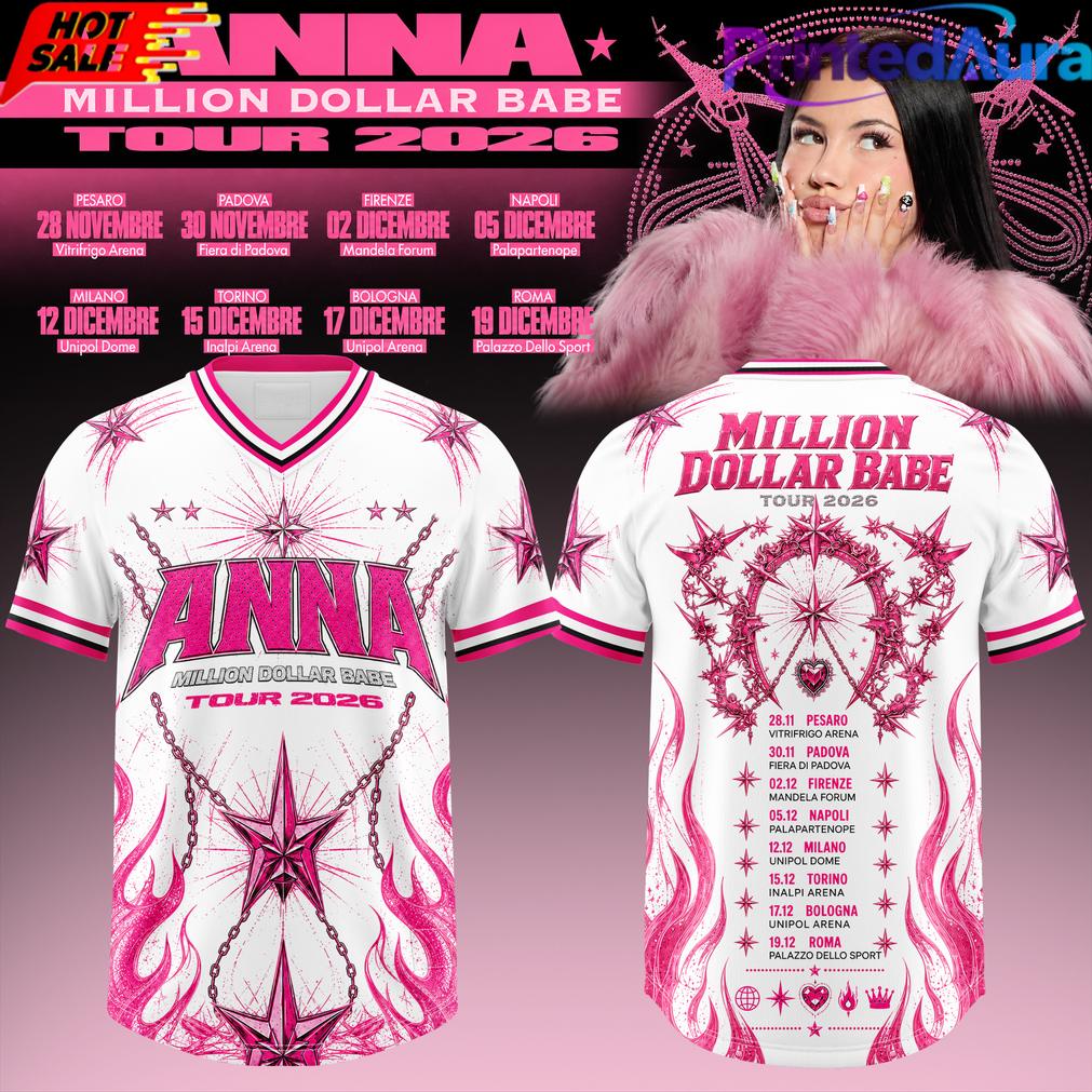 ANNA Million Dollar Babe Tour 2026 White Pink Flame Football Jersey ANNA Million Dollar Babe Tour 2026 White Pink Flame Football Jersey