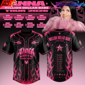 ANNA Million Dollar Babe Tour Black Pink Flame Baseball Jersey