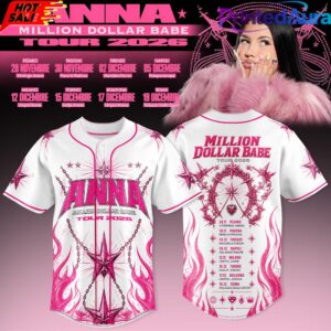 ANNA Million Dollar Babe Tour White Pink Flame Baseball Jersey