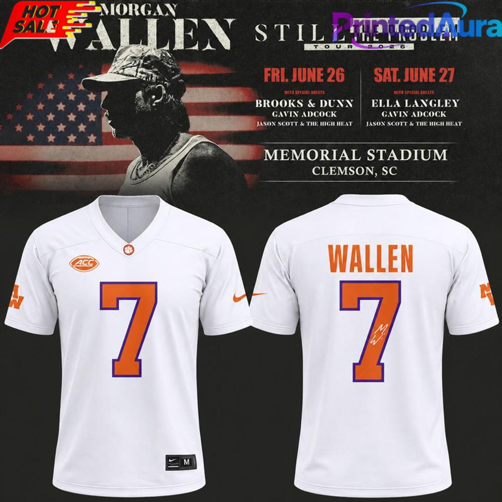 Morgan Wallen x Clemson Tigers White Football Jersey Morgan Wallen x Clemson Tigers White Football Jersey